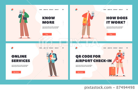 People Show Certificates with Qr Code on Device Screen Landing Page Template Set. Vaccinated Men Women Health Passport People Show Certificates with Qr Code on Device Screen Landing Page Template Set. Vaccinated Men Women Health Passport 87494498