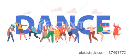 Oldies Dance Concept. Cheerful Senior Pensioners in Fashioned Clothes Dancing, Relaxing. Elderly Characters Leisure 87495772