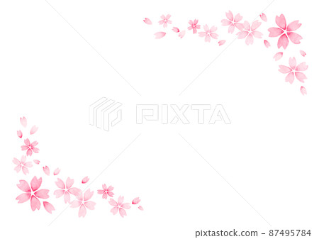 櫻花花瓣框水彩手寫複製空間模板白色背景水彩顏料簡單 87495784