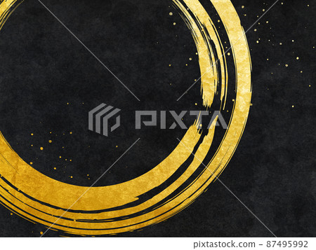 Background Background material Japanese pattern brush circle texture watercolor New Year's card New Year's grunge wallpaper gold leaf gold powder gold 87495992