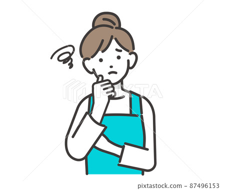 Vector illustration material / housework / set of a housewife (nursery teacher, housekeeping agent) wearing an apron who has troubles 87496153