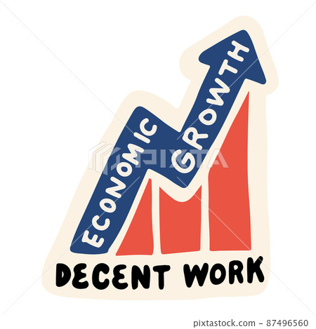 SDGs Sustainable Development Goals Sticker-style illustrations Both job satisfaction and economic growth 87496560