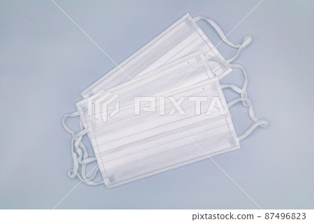 Three white non-woven masks Cold prevention image 87496823