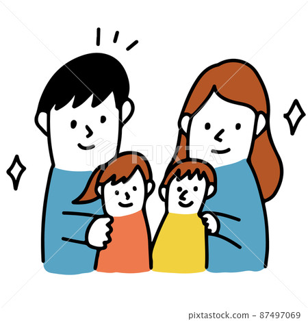 Happy family Illustration of two smiling adults and two children Happy family Illustration of two smiling adults and two children 87497069