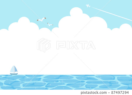 簡單可愛的手繪海景插畫 87497294