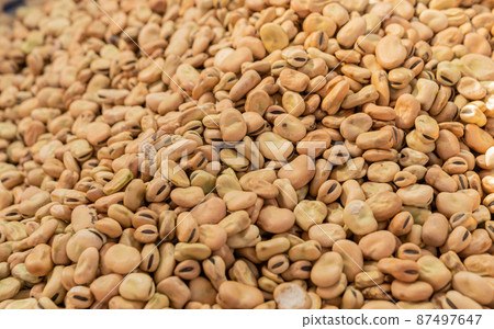 Dried fava beans food background Dried fava beans food background 87497647