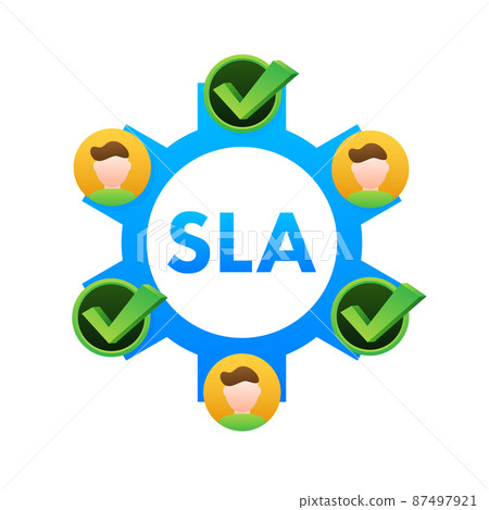 SLA - Service Level Agreement. Commitment between a service provider and a client. Vector stock illustration. 87497921