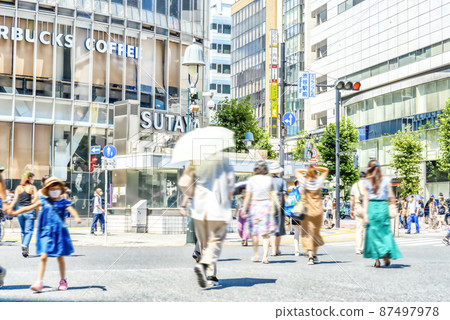 東京澀谷都市風景爭奪十字路口 87497978