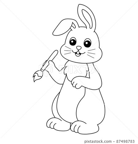 Rabbit Painting Isolated Coloring Page for Kids Rabbit Painting Isolated Coloring Page for Kids 87498783