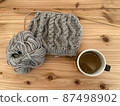 針織（帽子）和咖啡 87498902