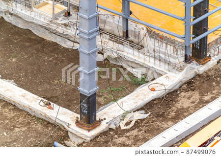 Construction site Construction site Steel frame construction Built-in corner pillar 87499076