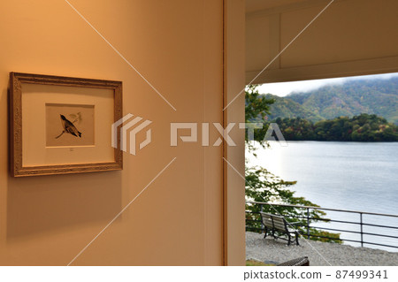 View the painting from the lakeside room 87499341