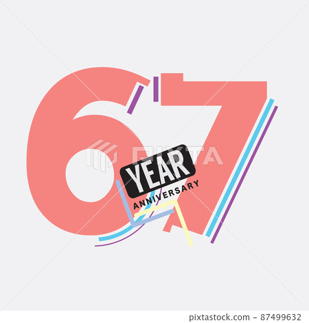 67th Years Anniversary Logo Birthday Celebration Abstract Design Vector Illustration. 87499632