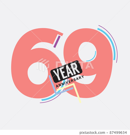 69th Years Anniversary Logo Birthday Celebration Abstract Design Vector Illustration. 87499634