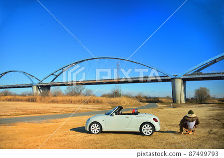 Winter Shinmikuni Bridge National Highway 354 Bypass Open Car Saitama Prefecture Ibaraki Prefecture Winter Shinmikuni Bridge National Highway 354 Bypass Open Car Saitama Prefecture Ibaraki Prefecture 87499793