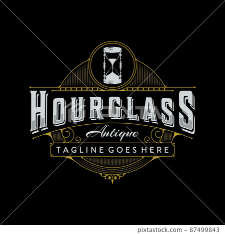 simple vintage hourglass retro logo tattoo style vector illustration design 87499843