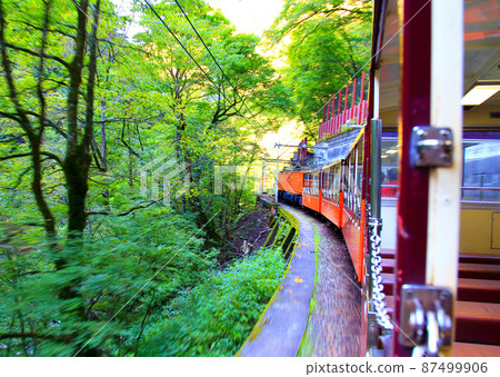 Scenery from the Kurobe Gorge Railway trolley train Scenery from the Kurobe Gorge Railway trolley train 87499906