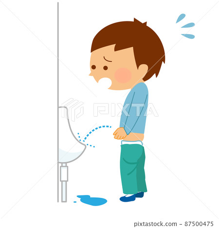 Men's toilet and boy with troubled face Men's toilet and boy with troubled face 87500475