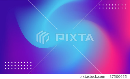 Rainbow wavy fantasy background. Holographic illustration in pink and blue colors. Bright multicolored sky. Vector. 87500655