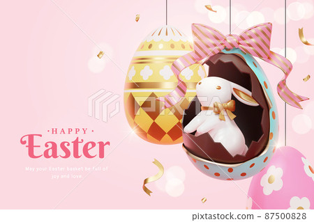 3d cartoon Easter hunt template 3d cartoon Easter hunt template 87500828