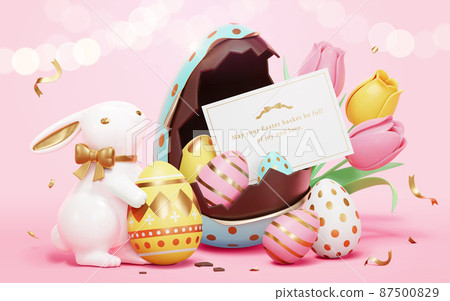 3d romantic Easter holiday template 87500829