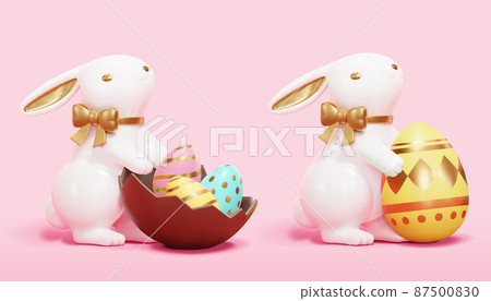 3d white rabbit decoration set 87500830