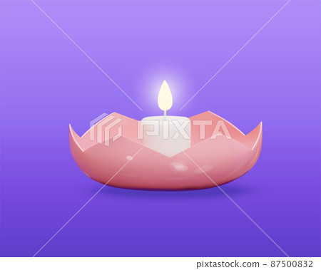 3d white candle in floral bowl 87500832