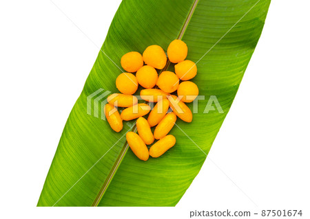 Traditional Thai desserts. "Med Kanoon" with "Thong Yod" 87501674