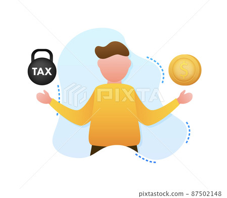 Man choosing between two options Tax and money. Vector stock illustration. 87502148