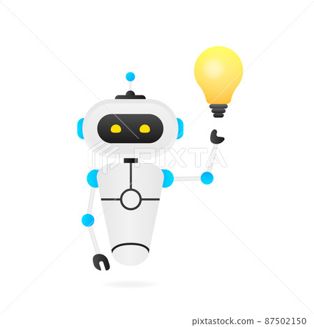 Flat illustration with blue bot. Customer support help service flat vector illustration 87502150
