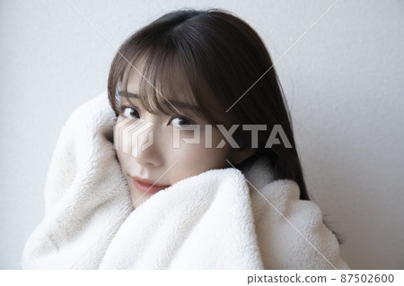 Blanket and portrait of a woman Blanket and portrait of a woman 87502600