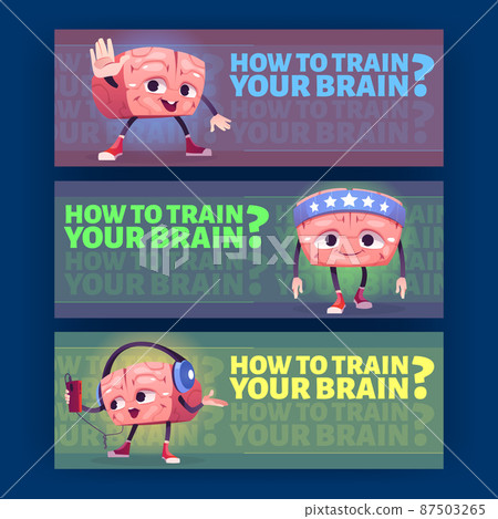 How to train the brain cartoon banners, exercises 87503265