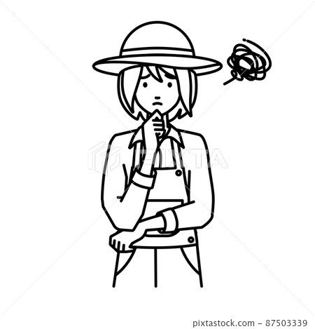 一個農婦,手放在下巴上,遇到麻煩 一個農婦,手放在下巴上,遇到麻煩 87503339
