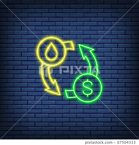 Vector oil exchange, water transfer, convert neon sign. Vector oil exchange, water transfer, convert neon sign. 87504313