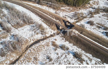 Empty railroad bridge Empty railroad bridge 87504499