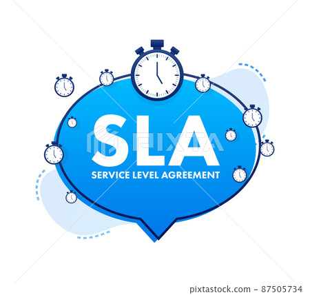 SLA - Service Level Agreement. Commitment between a service provider and a client. Vector stock illustration. 87505734