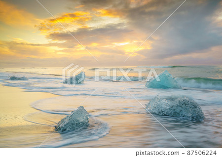Ice beach in jokulsarlon, Iceland. Ice beach in jokulsarlon, Iceland. 87506224