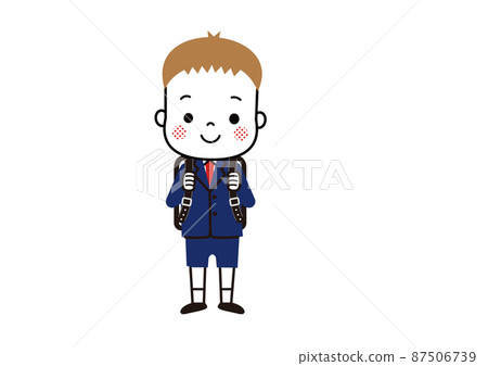 Entrance ceremony, a smiling boy carrying a school bag on his back, a new first grader Entrance ceremony, a smiling boy carrying a school bag on his back, a new first grader 87506739