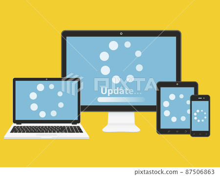 Computer, laptop, tablet, smartphone with update loading process on screen 87506863