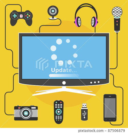 Smart tv with connected digital devices and update loading process 87506879