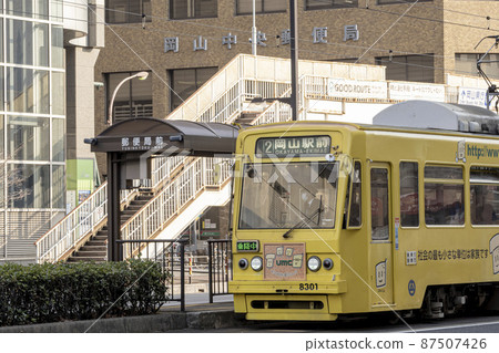 岡山縣岡山市北區郵局前的電車站 岡山縣岡山市北區郵局前的電車站 87507426