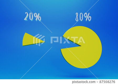 stylish 3d render illustration of pareto principle 80 20 rule 87508276