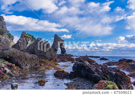 (Shizuoka Prefecture) Minamiizu Ounohama strange rocks and shrimp holes 87509021