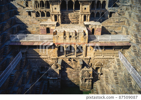 Chand Baori stepwell at Abhaneri village near Bandikui in Rajasthan, india 87509087