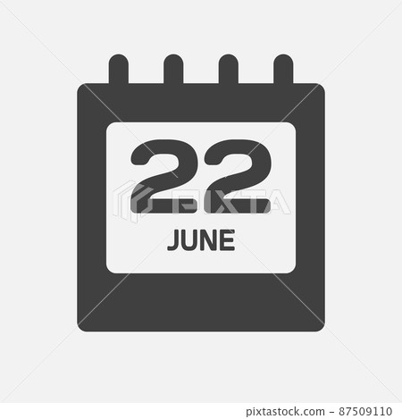 Icon day date 22 June, template calendar page Icon day date 22 June, template calendar page 87509110