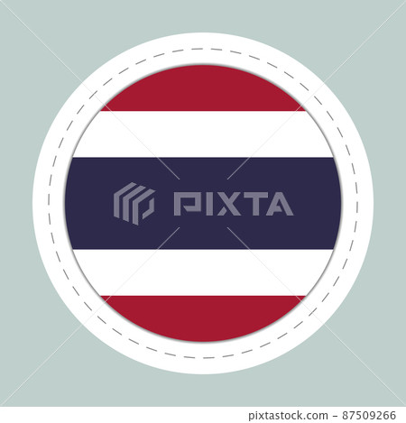 Sticker ball with flag of Thailand. Round sphere, template icon. National symbol. Glossy realistic ball, 3D abstract vector illustration. Big bubble 87509266