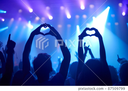 Showing their love. Shot of adoring fans at a rock concert. 87509799