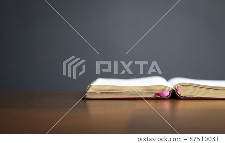 Holy Bible on wood table. Holy Bible on wood table. 87510031