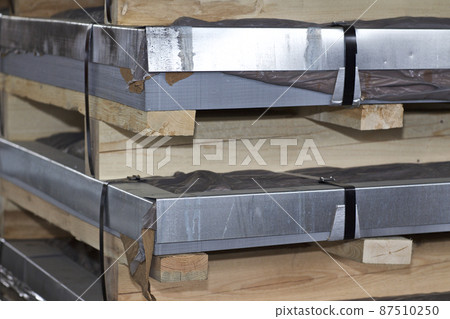 Galvanized sheet in packs in metal products warehouse Galvanized sheet in packs in metal products warehouse 87510250
