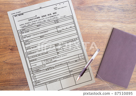 Business license application / business notification (notebook) for food / food-related business 87510895